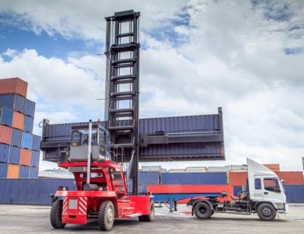 forklift with imported cargo