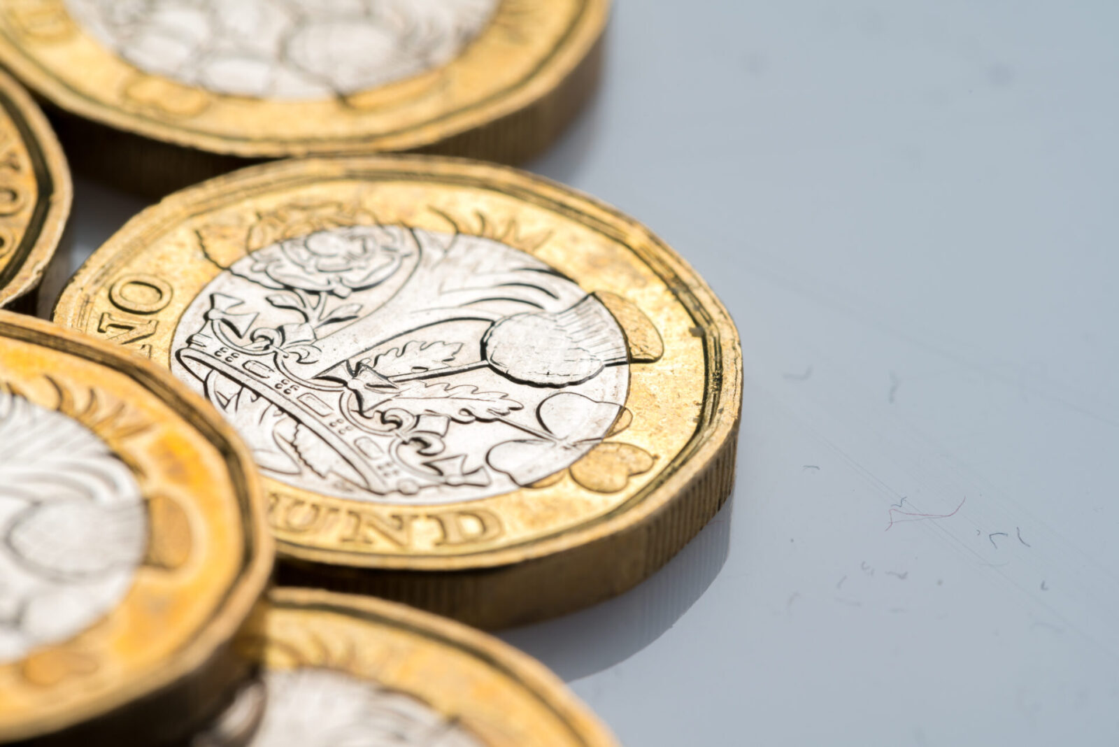 Close up of pound coins